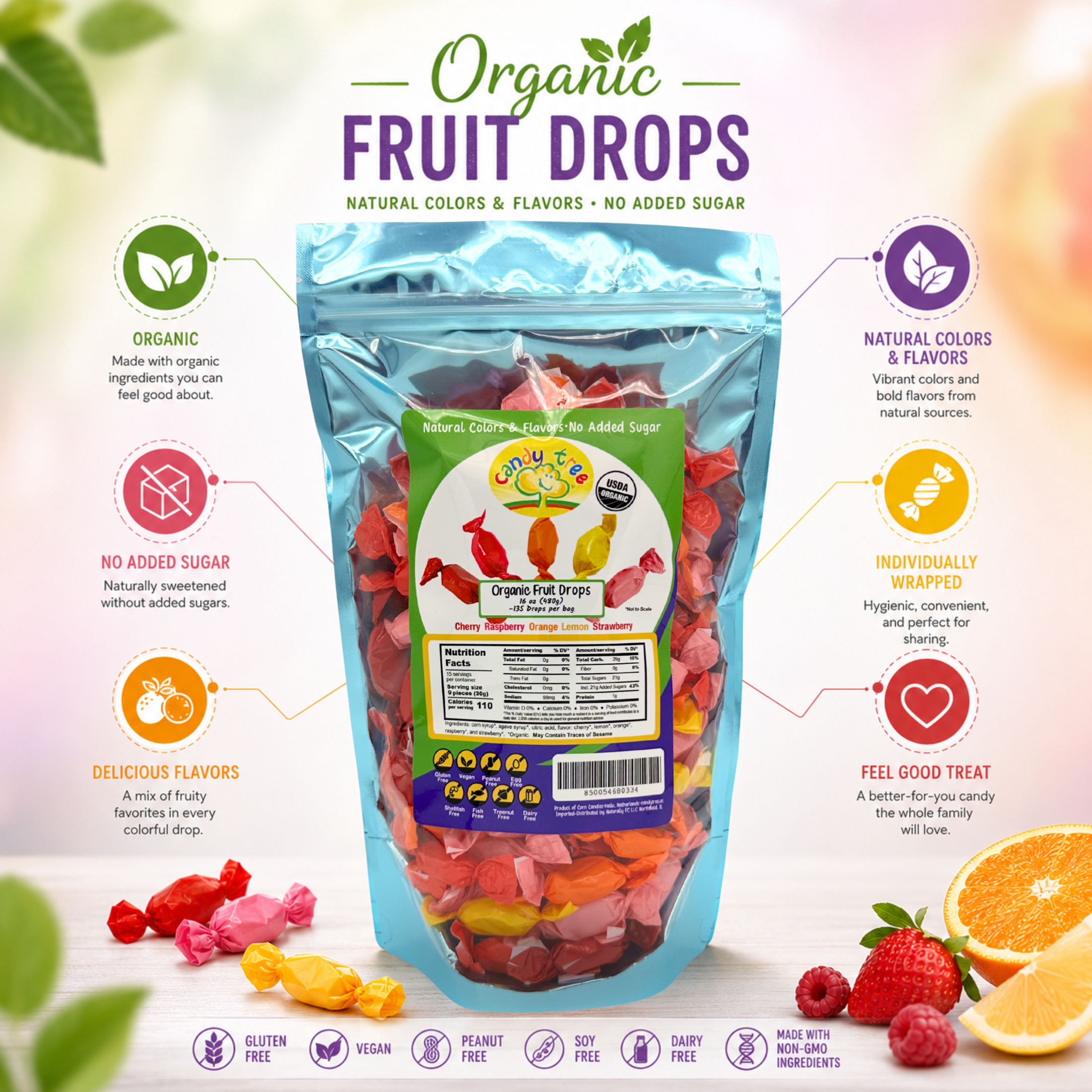 Organic Fruit Mix Hard Candy/Drops